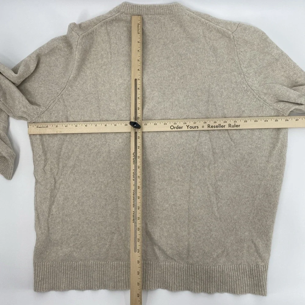 American Eagle Sweater Mens 3XL Beige Oatmeal Knit V Neck Preppy Minimalist Dad - Picture 7 of 11